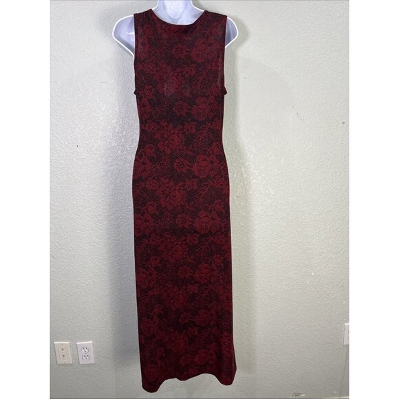 Connected Apparel Vtg Maxi Dress Womens M Black Red Romantic Floral Goth Y2K 90s - Picture 3 of 7